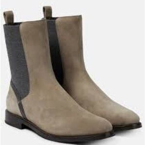 Brunello Cucinelli Embellished Gray Suede Boots Size 42 10